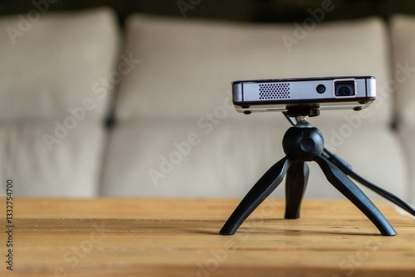 Fototapeta projector on a wooden table