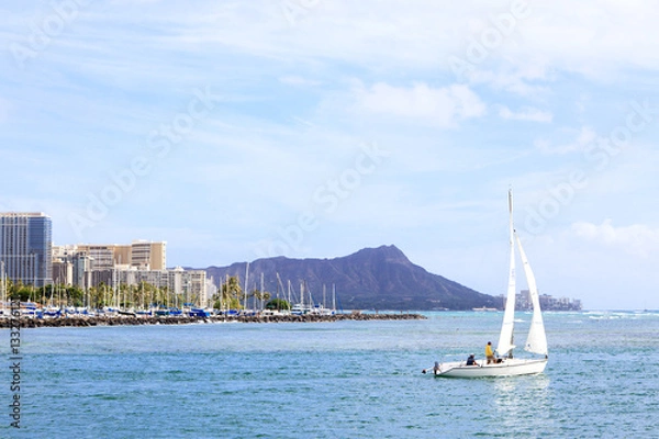 Obraz ダイアモンドヘッドとヨット