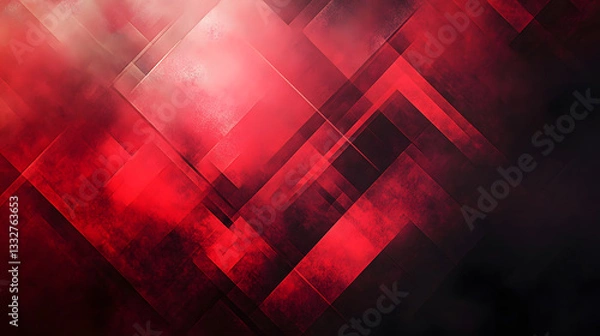 Fototapeta Abstract Red and Black Geometric Background with Grunge Texture