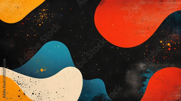 Fototapeta Abstract Fluid Shapes Vibrant Color Palette on Dark Background