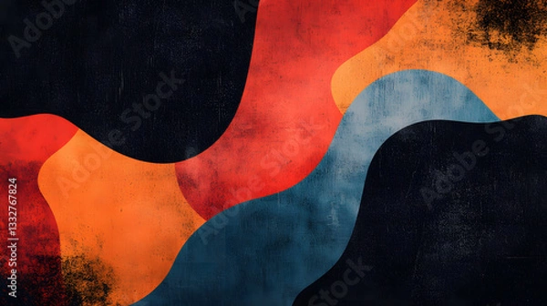 Fototapeta Abstract Organic Shapes in Earthy Tones Textured Background