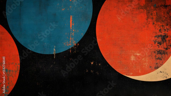 Fototapeta Abstract Colorful Circles on Distressed Texture Background