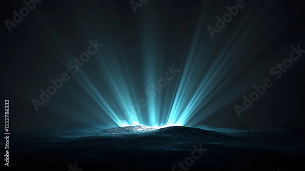 Fototapeta Celestial Light Rays Illuminating Dark Landscape