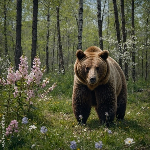 Fototapeta brown bear in the forest
