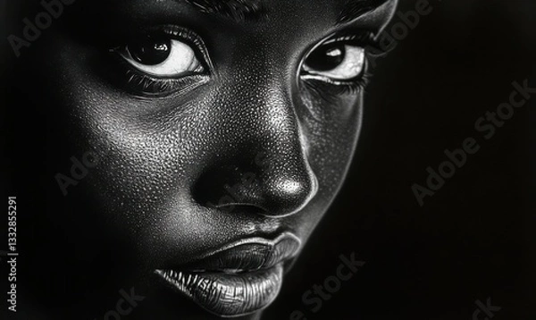 Fototapeta Light and shadow create a captivating portrait in black and white