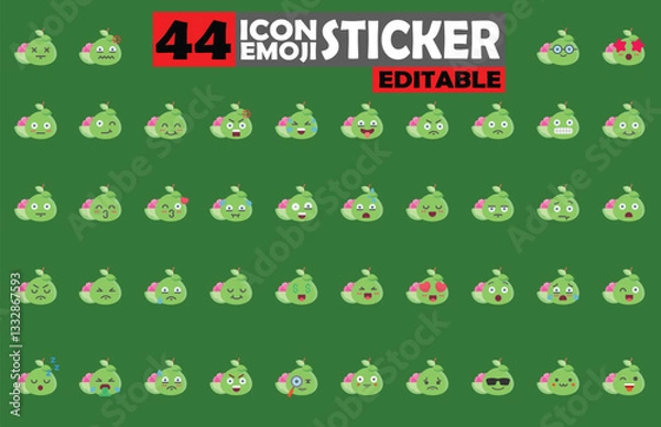 Fototapeta Expressive pear emoji collection diverse set of 44 fruit character stickers