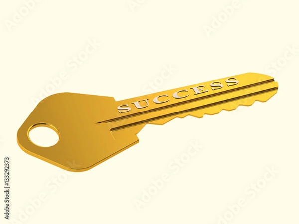 Obraz The 3D illustration a golden key for success, opens access to success.