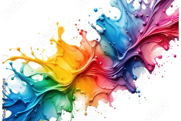 Fototapeta Colorful paint splash action in artistic studio abstract art vibrant environment dynamic view, isolated on white or transparent background