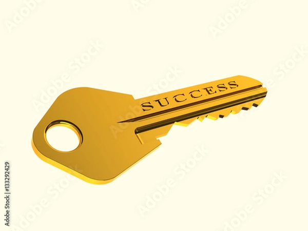 Obraz The 3D illustration a golden key for success, opens access to success.