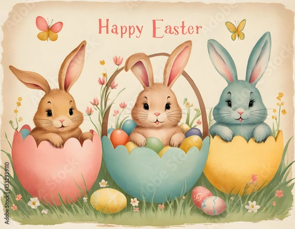 Obraz easter bunny and eggs
