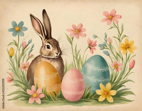 Obraz easter bunny and eggs