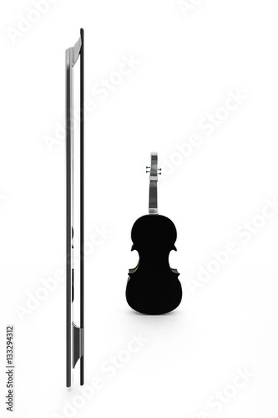 Obraz 3D illustration of a Violin, musical instrument style for Valentine's day cards with a heart.