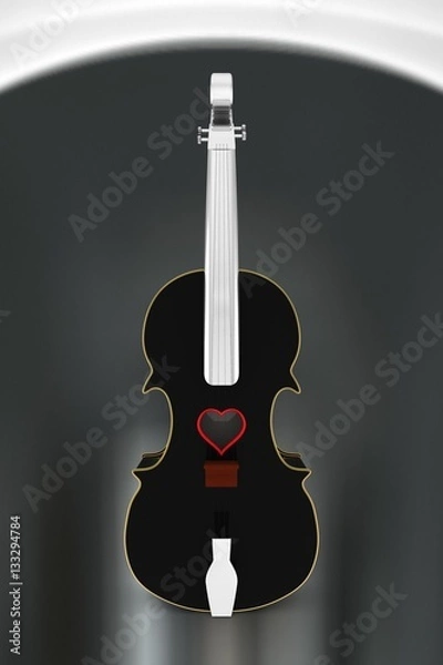 Obraz 3D illustration of a Violin, musical instrument style for Valentine's day cards with a heart.
