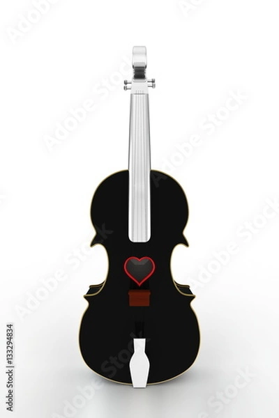Obraz 3D illustration of a Violin, musical instrument style for Valentine's day cards with a heart.