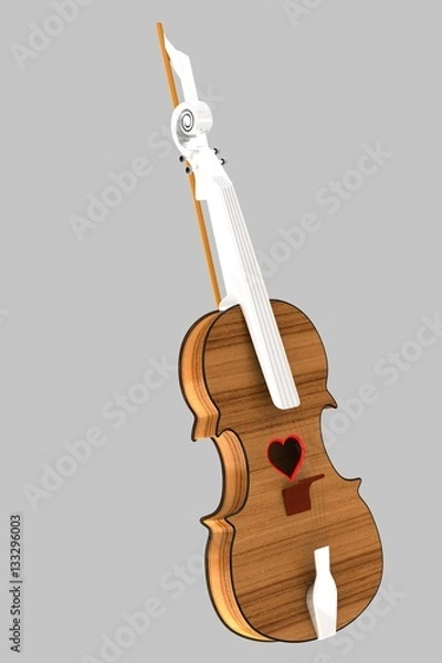 Obraz 3D illustration of a Violin with a hole in the shape of a heart.