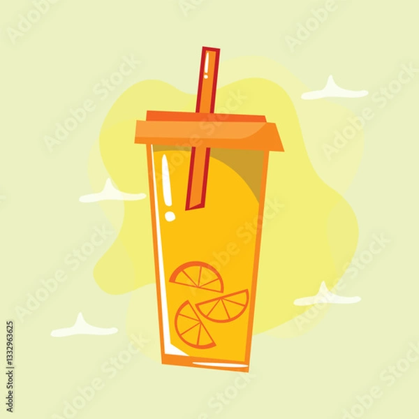 Fototapeta Vector Illustration of Fresh Summer Lemonade Drink. High Resolution Vector Illustration of Lemonade Drink.