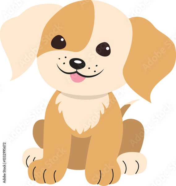 Fototapeta Vector illustration of a small dog on a white background. Cartoon character, puppy.