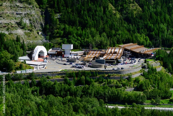 Fototapeta The Mont Blanc Tunnel is a highway tunnel between France and Italy, under Mont Blanc in the Alps. It links Chamonix in France with Courmayeur in Italy. 