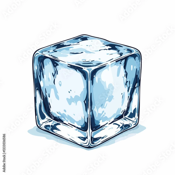 Obraz Vector Illustration of a Single Ice Cube. Vector image