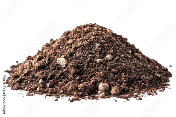 Fototapeta Pile of earth, ground, soil close up view, cut out transparent