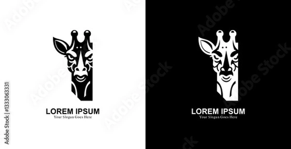 Fototapeta giraffe head logo design combined with the letter I