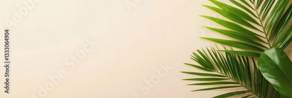 Fototapeta A green plant rests against a clean white wall, enhancing the simplicity of the space.