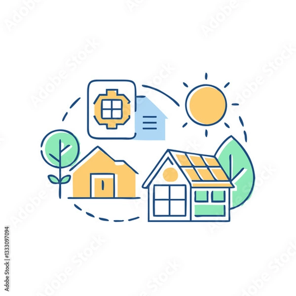 Fototapeta Sustainable community icon, symbolizing eco-friendly living and social responsibility