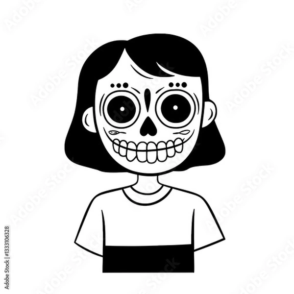 Obraz Engraved vintage illustration featuring a playful skeletal character in a black and white design