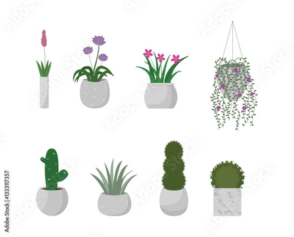Fototapeta Set of decorative plant pots for use in interior and architectural projects