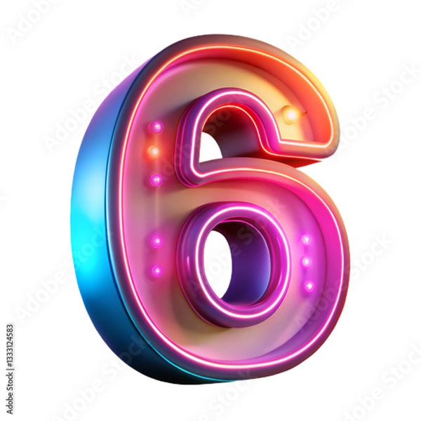 Obraz neon number 6