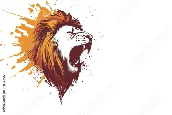 Fototapeta Fierce Lion Illustration with Splash of Color and Artistic Flair