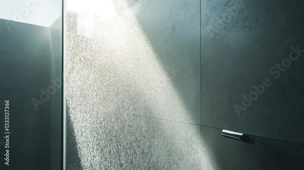 Fototapeta Light and shadow play on textured surfaces evoking minimalist design concepts