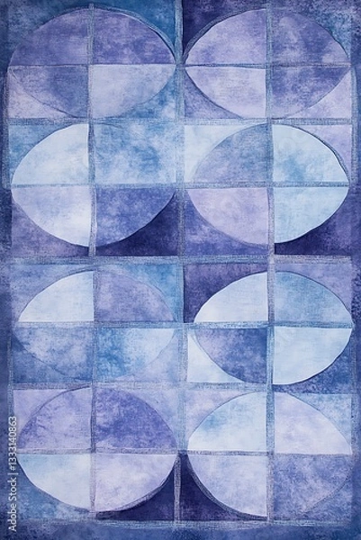 Fototapeta A mesmerizing holographic backdrop featuring circles on a lavender blue gradient background with seamless blending effects.