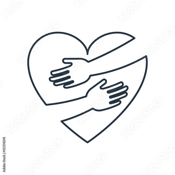 Obraz Heart hug isolated line icon on white background