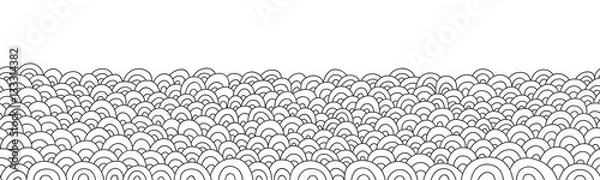 Obraz Seamless doodle simple border. Wave background. Vector illustration.