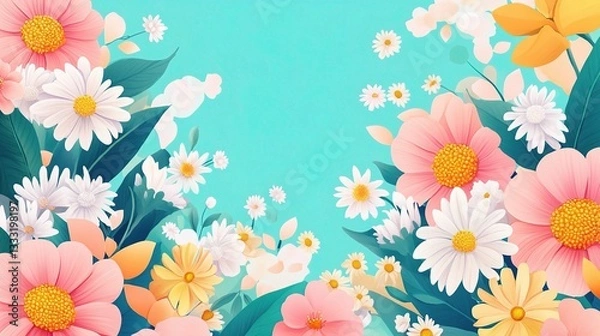 Fototapeta Bright and Colorful Spring Floral Design with Vibrant Flowers