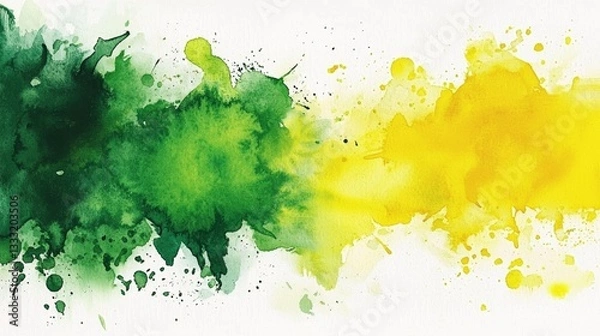Fototapeta Eye-catching watercolor splash illustration in yellow and green tones.