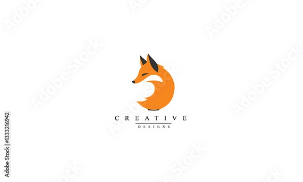 Fototapeta fox head with tail modern logo symbol icon black vector graphic design