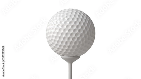 Fototapeta 3D render of a golf ball on tee. Close-up golf ball on tee isolated on transparent background. PNG file.