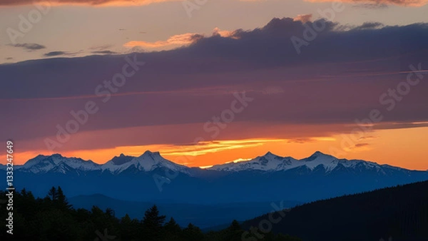 Obraz Mountains at dusk