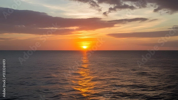 Fototapeta Beyond the sea and the horizon's glow