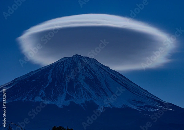 Fototapeta 富士山と笠雲