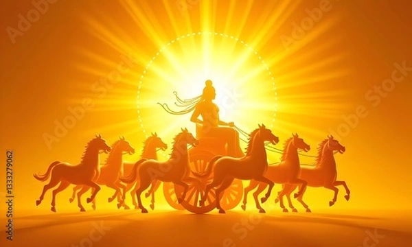 Obraz Radiant Portrayal of Surya, the Sun God on a Golden Chariot