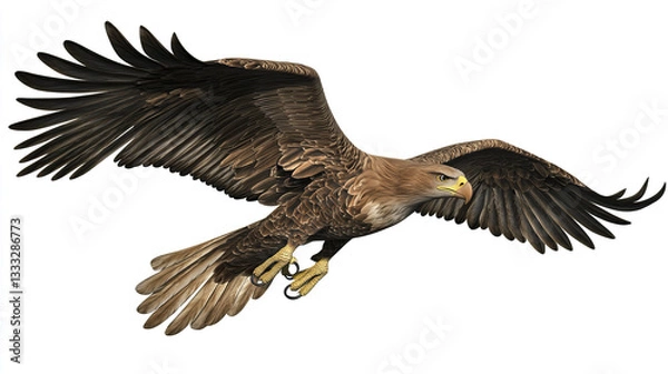 Fototapeta Eagle soaring with wings spread wide in flight
