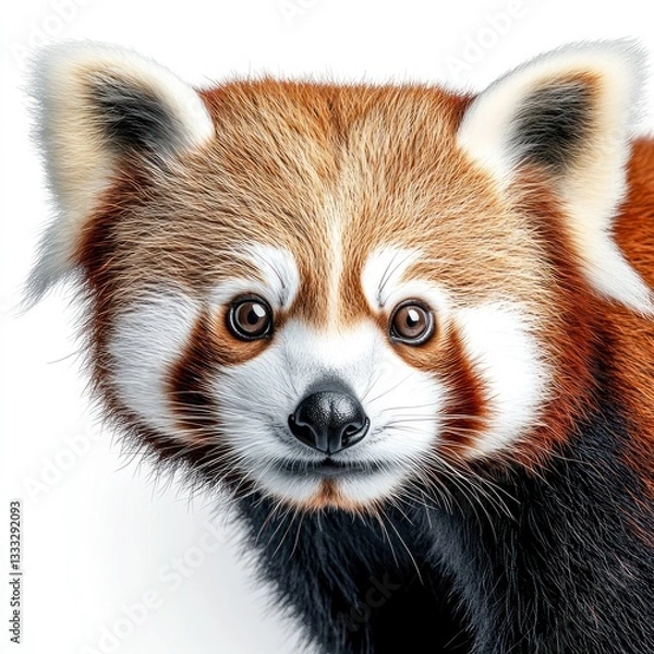 Obraz Detailed Hyper-realistic image of a red panda on a pure white background, isolated, sharp details, professional studio lighting