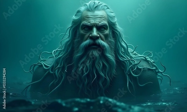 Obraz Deep-Sea Representation of Pontus, the Primordial Sea God, with Ancient Wisdom