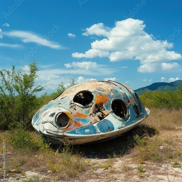Fototapeta The Mexico UFO Crash (2004) Alleged UFO wreckage discovered in Mexico, linked to advanced materials science.