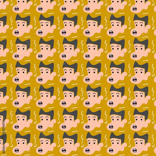 Fototapeta seamless pattern with funny faces