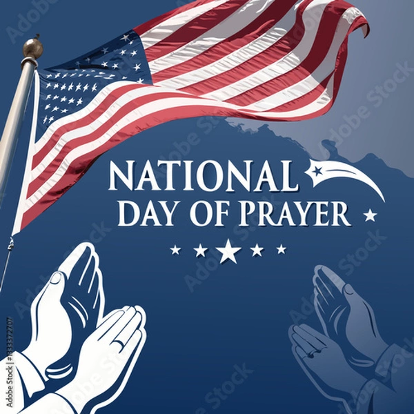 Obraz A digital illustration of The US flag waving at The National Day of Prayer