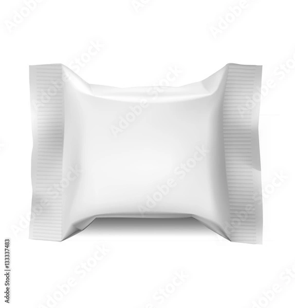 Fototapeta Flow pack with realistic transparent shadows on white background. Vector template ready for your design.